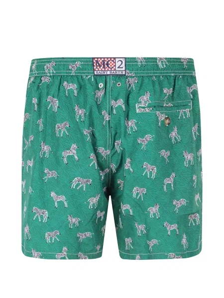 Slip de baie Mc2 Saint Barth cu imagine cu model zebră verde