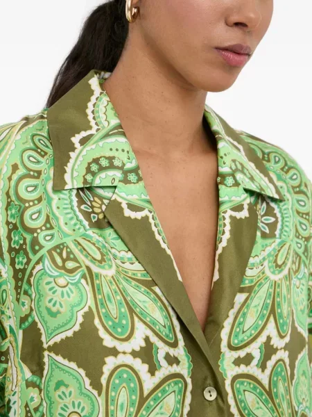 Cămașă Luisa Spagnoli cu imagine cu model paisley verde