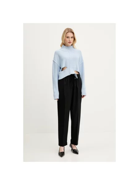 Maison Margiela sweter wełniany z golfem niebieski