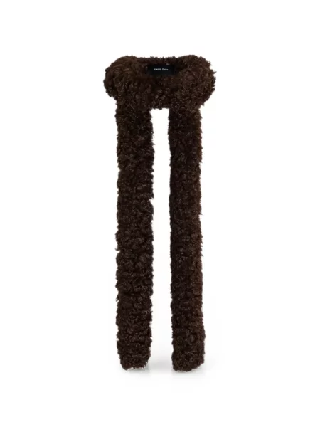 Fular Simone Rocha skinny fit cu blană maro
