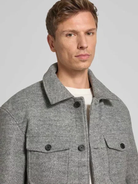 Kurtka wełniana o kroju regular fit z wykładanym kołnierzem model ‘MITCH’ Selected Homme