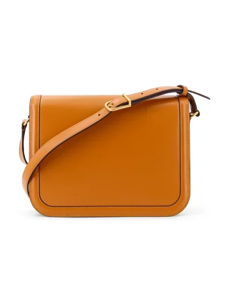 Lniana torebka crossbody Valentino Garavani z paskiem żółta
