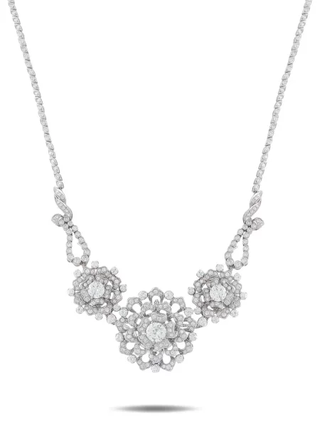 Colier Lb Exclusive cu model floral argintiu