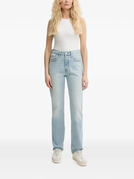 Карирани с яка дънки straight leg Levi's® с качулка синьо