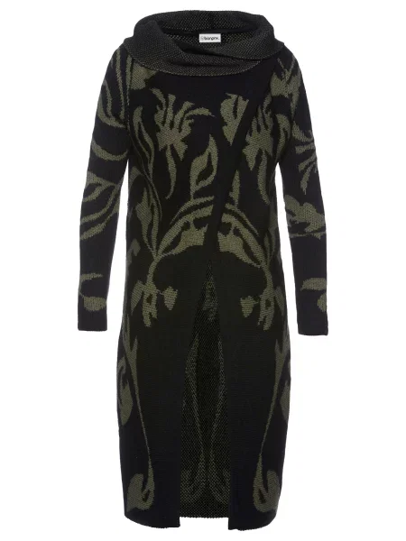 Bonprix Palton tricotat verde negru