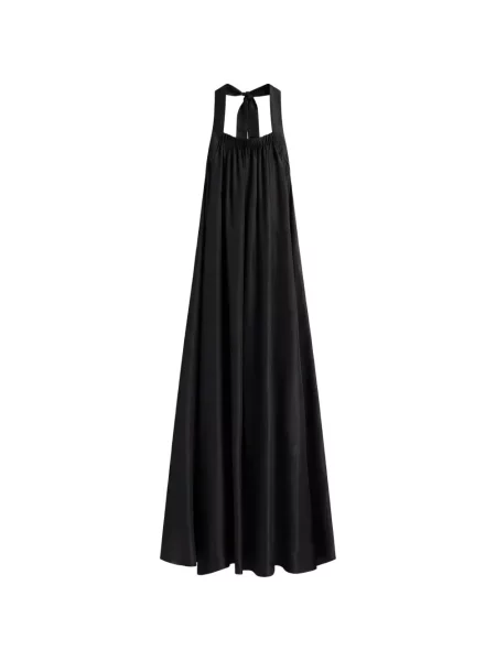 Rochie maxi Bondi Born de mătase cu gât halter negru