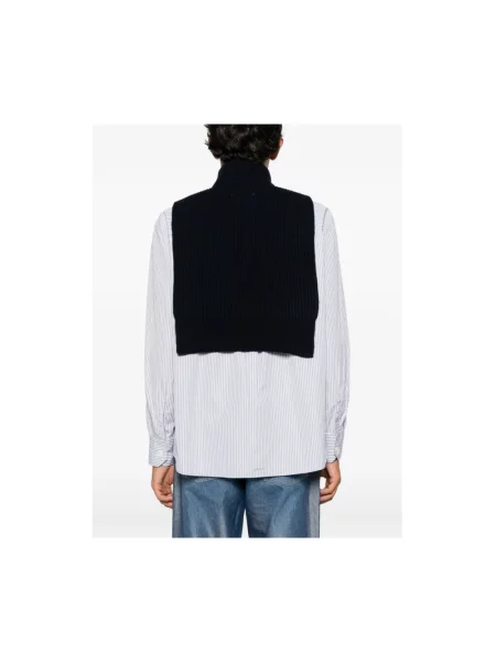Szal Mm6 Maison Margiela wełniana niebieska