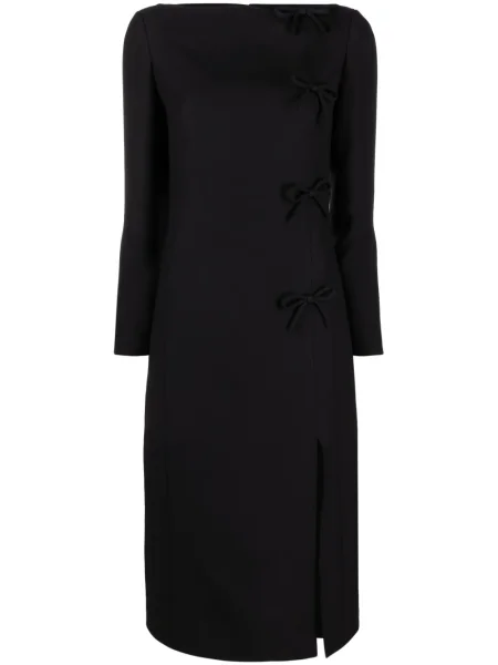 Rochie midi Valentino Garavani cu funde până la genunchi de costum negru