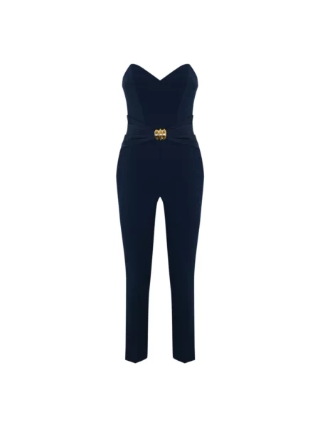 Kombinezon Elisabetta Franchi z krepy niebieski