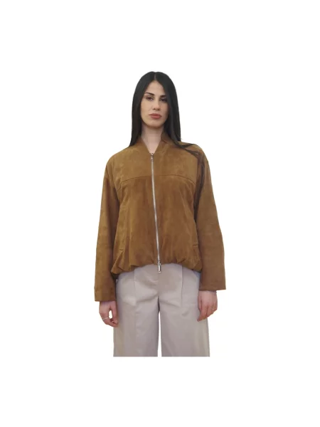 Kurtka skórzana Marella beżowa