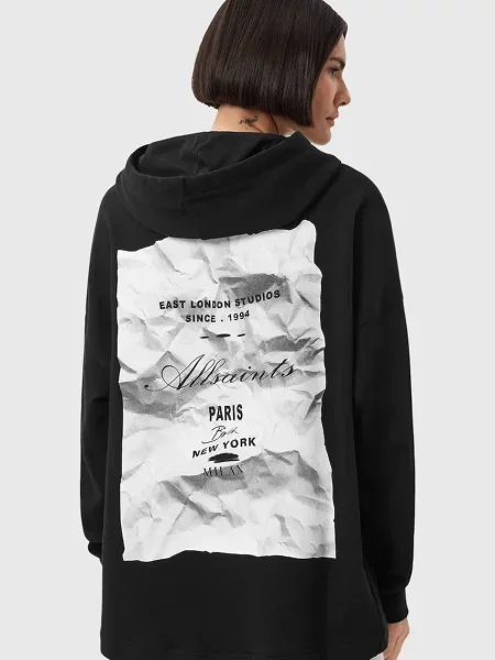 Суитшърт AllSaints Etti Scrunch Hoody Black M черно