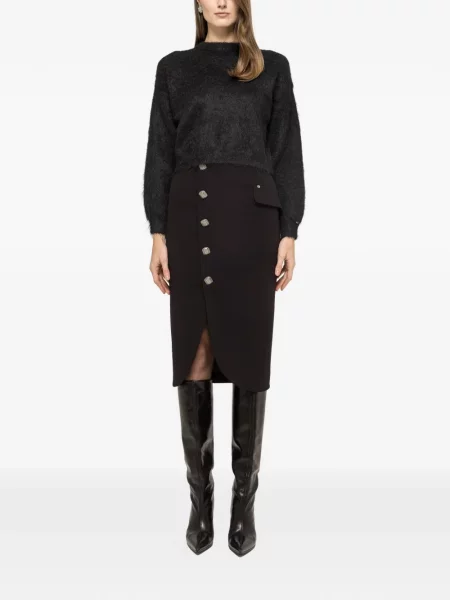 Fustă midi Nissa până la genunchi negru