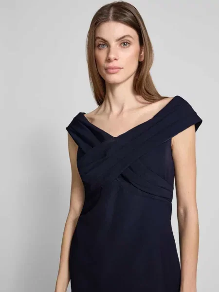Sukienka koktajlowa z dekoltem w serek model ‘IRENE’ Lauren Ralph Lauren granatowa