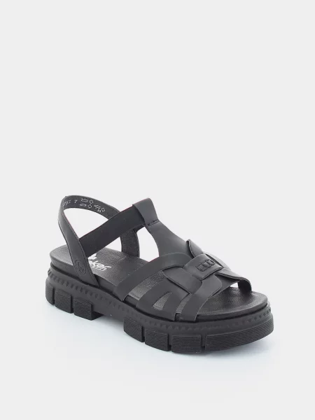 Кожаные босоножки Rieker черные