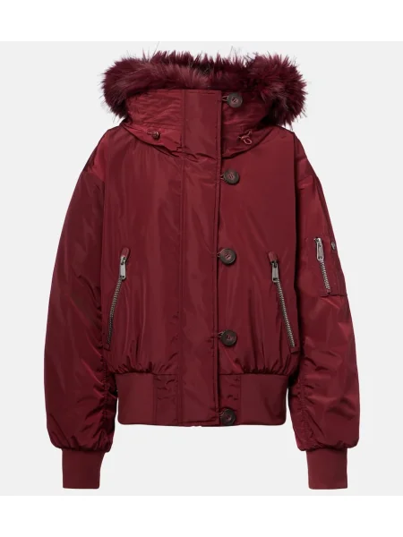 Jeździć na nartach sztuczne futro kurtka narciarska Goldbergh bordowa