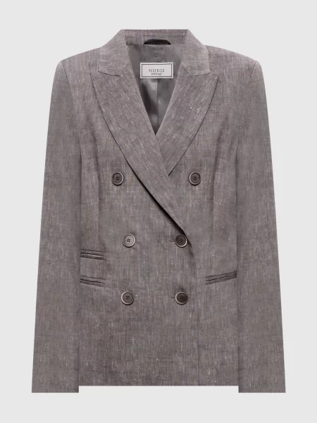 Двобортний жакет з вовни та льону Peserico сірий