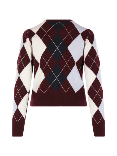 Cardigan Arch4 din cașmir cu model argyle roșu