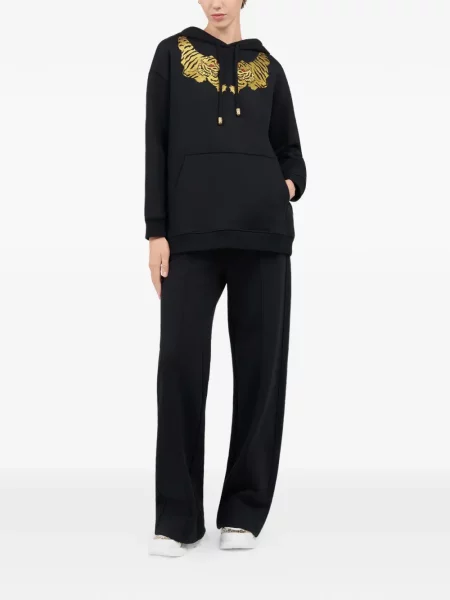 Hoodie Roberto Cavalli με ρίγες τίγρη με κορδόνι μαύρο