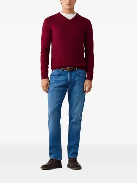 Pulover Hackett London cu decolteu în V roșu