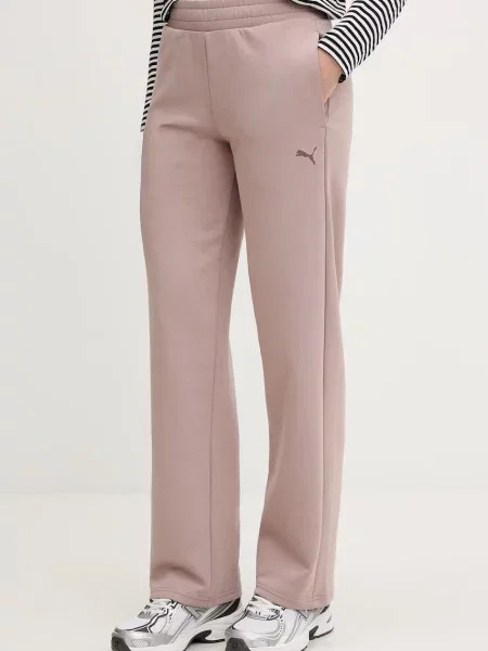 Puma donji dio trenirke za žene od pamuka Essential Elevated smeđa