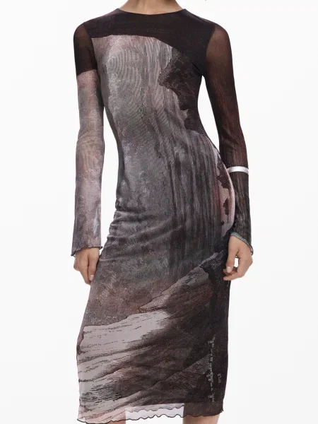 Dolgo obleka maxi obleka Desigual črna