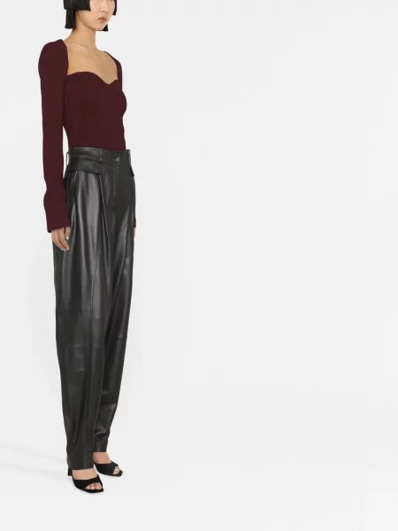 Pantaloni Alberta Ferretti din piele gri