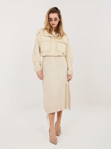 Fustă Rue Paris de catifea cu legături bej