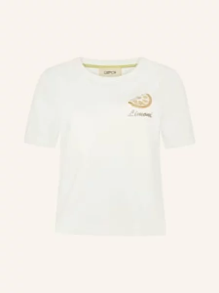 Cartoon Koszulka Z Brokatową Przędzą beige biała