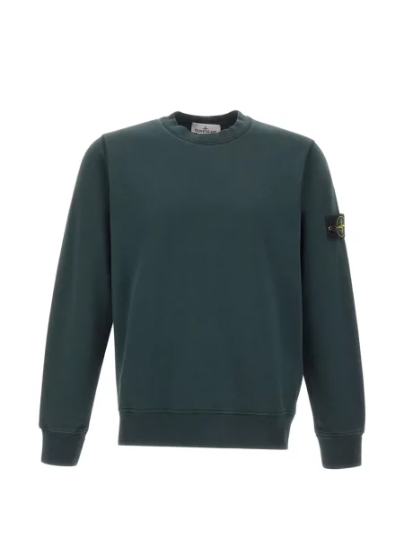 Hanorac crewneck Stone Island din fleece cu strasuri cu mânecă raglan verde