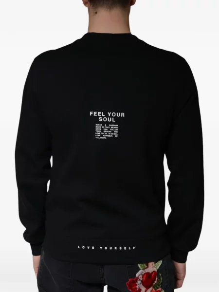 Суичър без качулка Dolce & Gabbana с принт с кръгло деколте черно