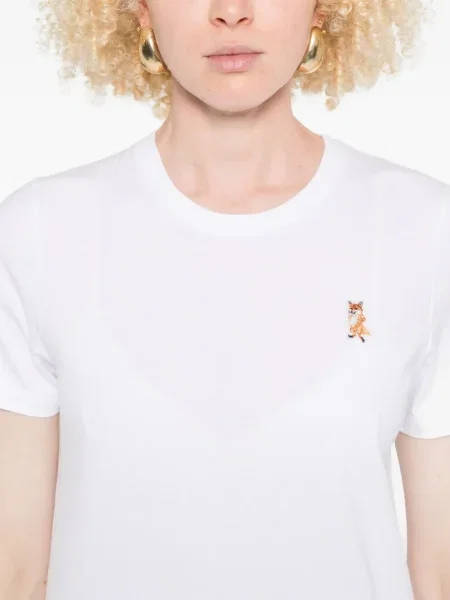 Tricou Maison Kitsune cu broderie alb