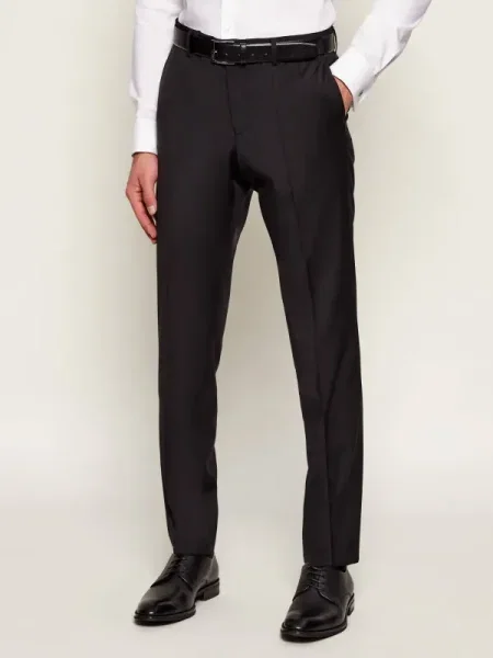 BOSS BLACK De lână pantaloni | Slim Fit negru