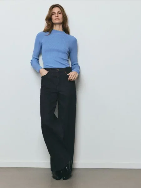 Reserved Blugi wide leg negru
