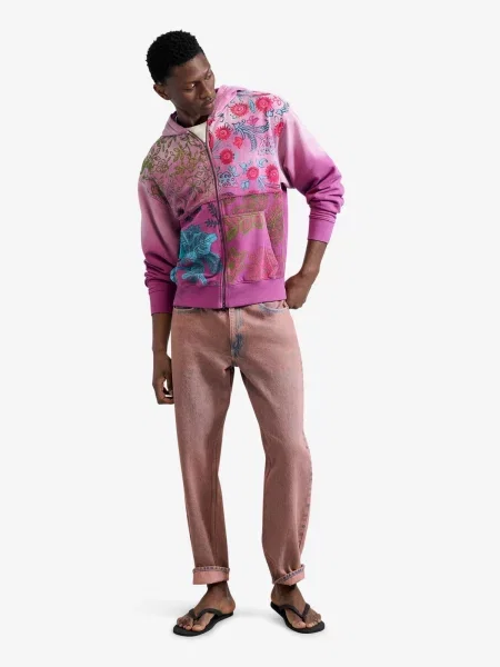 Desigual Tepláková bunda Floral tyrkysová / olivová purpurová ružová