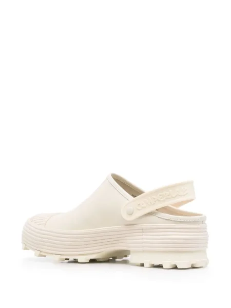 Papuci tip mules Camperlab din piele chunky alb