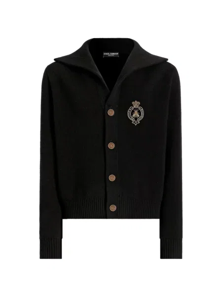 Cardigan Dolce & Gabbana cu broderie de lână negru