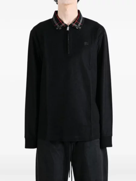 Gulerat tricou polo Burberry în carouri negru