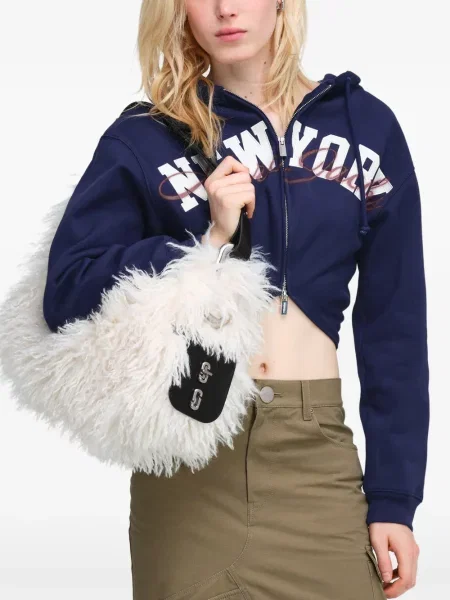 Geantă Marc Jacobs grunge cu blană alb