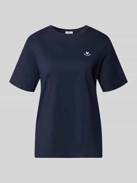 T-shirt o kroju regular fit z czystej bawełny S.oliver Red Label granatowa