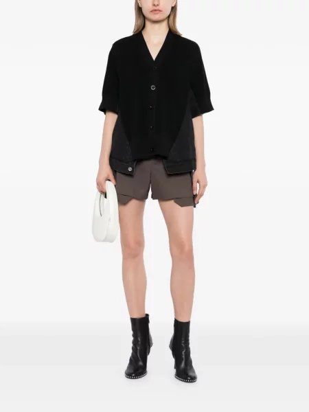 Pantaloni scurți din denim Sacai maro