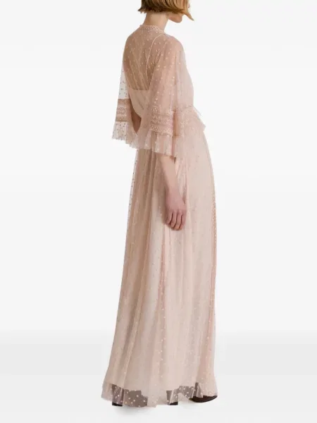 Rochie maxi Alberta Ferretti cu broderie roz