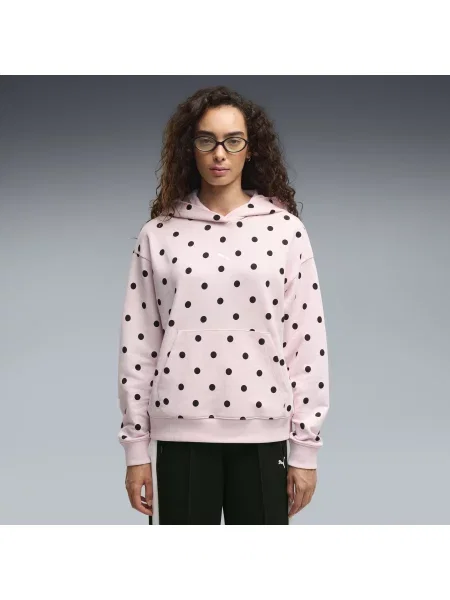 PUMA luÅºna bluza z kapturem w groszki OdzieÅ¼ RÃ³Å¼owy S różowa