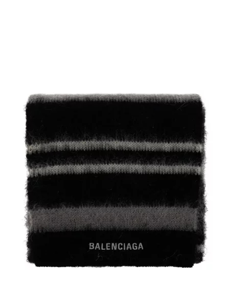 Fular Balenciaga cu dungi cu autograf negru