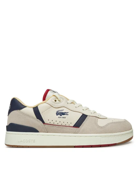 Кожени маратонки Lacoste T-CLIP мъжки сиво бежово