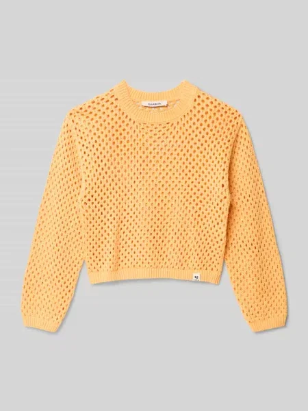 Sweter z dzianiny z prążkowanymi wykończeniami Garcia pomarańczowy