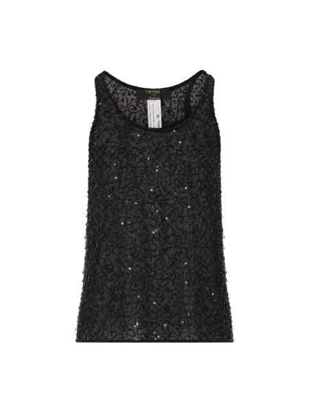 Top Twinset z cekinami czarny