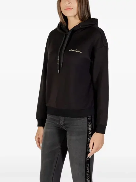 Hanorac cu glugă Armani Exchange cu autograf negru