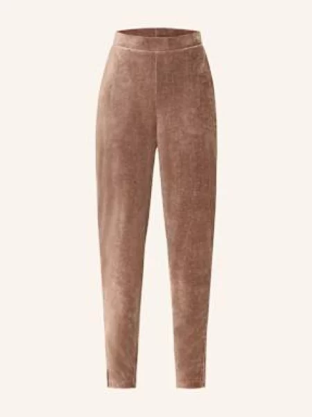 Mey Spodnie Od Piżamy Z Kolekcji Velvet Dream Z Aksamitu beige beżowe