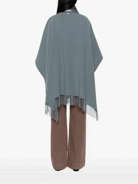 Poncho Herno cu franjuri albastru