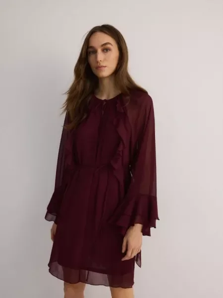 Reserved Сукня-міні з оборками дерево червоне